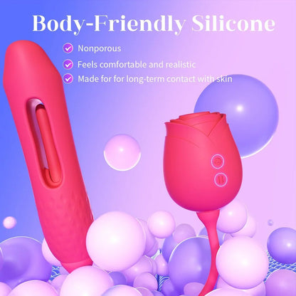 Triple-Motion Personal Massager with 10 AirPulse, Fluttering Wings & Deep-Massage Core – Rose Wellness Device
