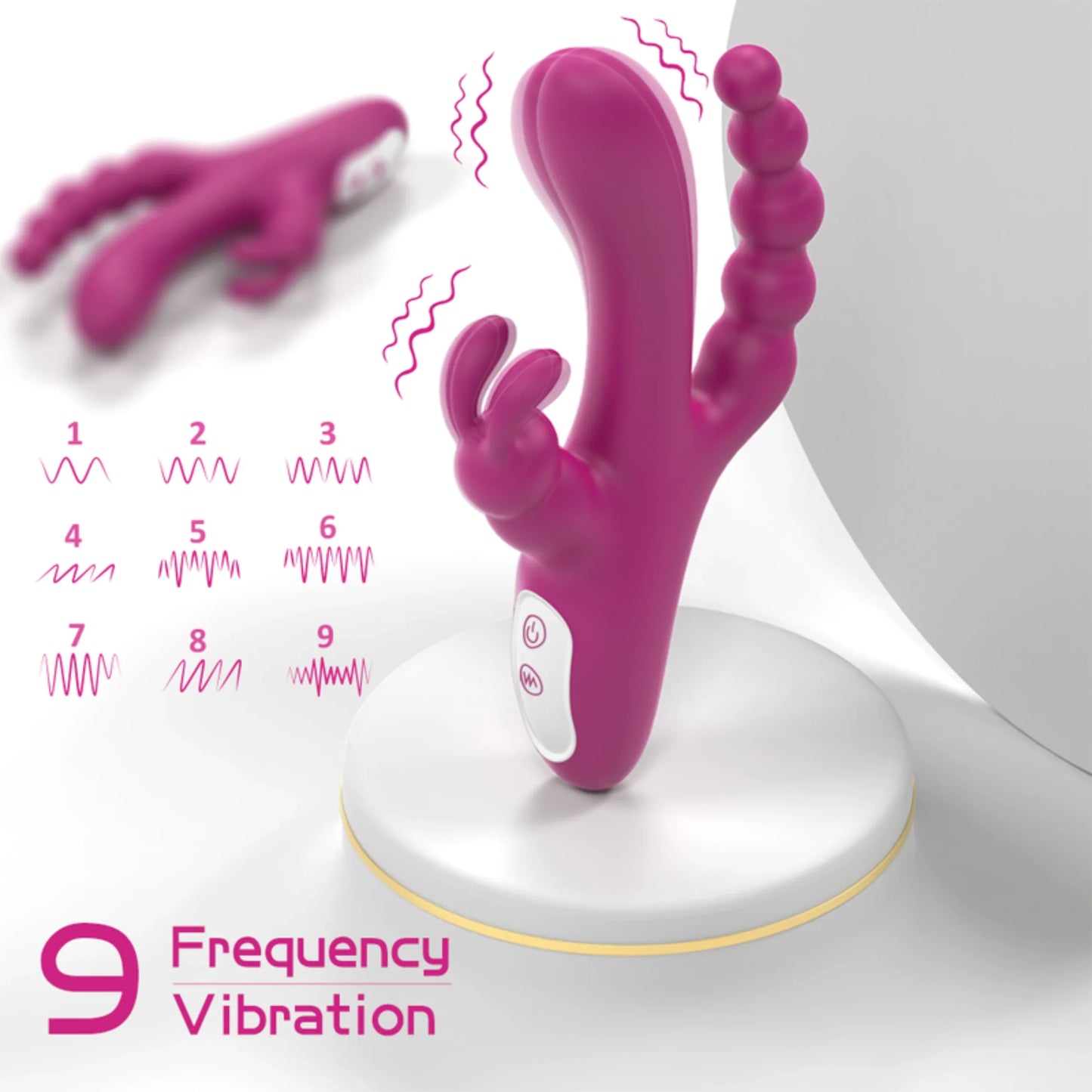 Waterproof Silicone Triple-Action Rabbit Massager