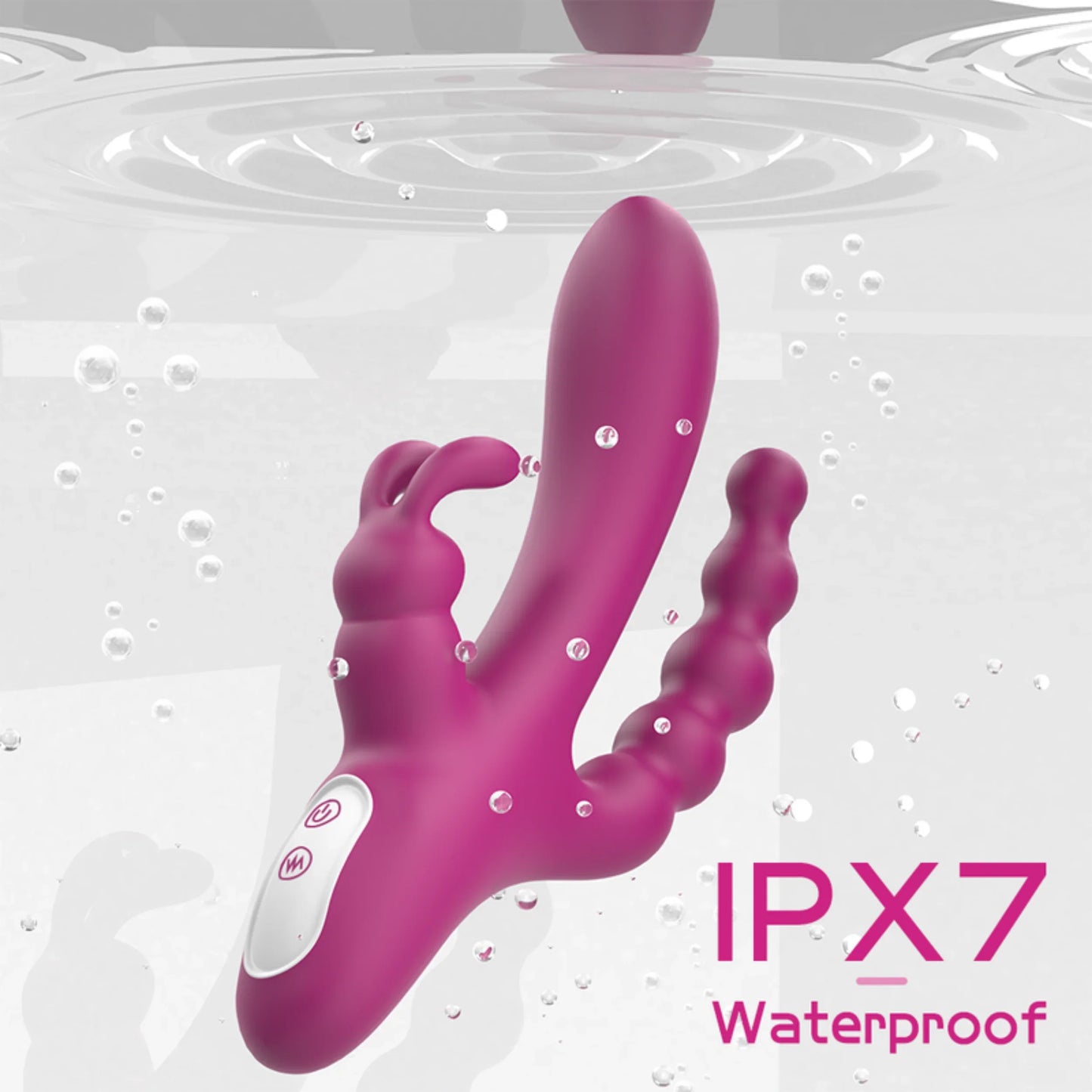 Waterproof Silicone Triple-Action Rabbit Massager