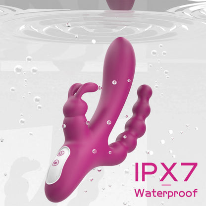Waterproof Silicone Triple-Action Rabbit Massager