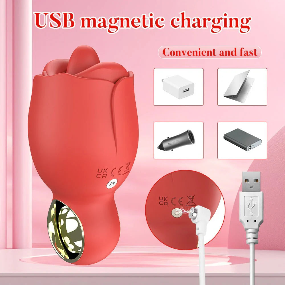 360° Rotating Rose-Style Personal Massager with Custom Modes