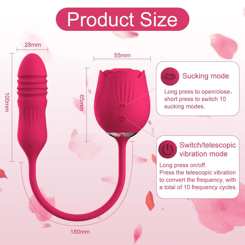 2-in-1 Rose Design Personal Massager – Features Dual-Ended Function and 10 Gentle Wave Modes