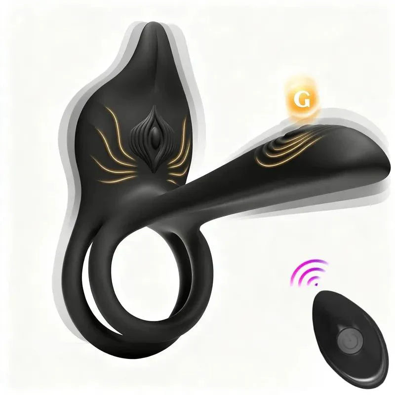 Vibrating Cock Ring Couples Sex Toys - Dual Penis Ring Vibrator with Fox-Shaped Clitoral Stimulator & 4.6in G Spot Vibrator, 10 Vibration Adult Toys for Men Women, Female Sex S&M Floggers