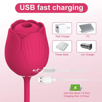 2-in-1 Rose Design Personal Massager – Features Dual-Ended Function and 10 Gentle Wave Modes